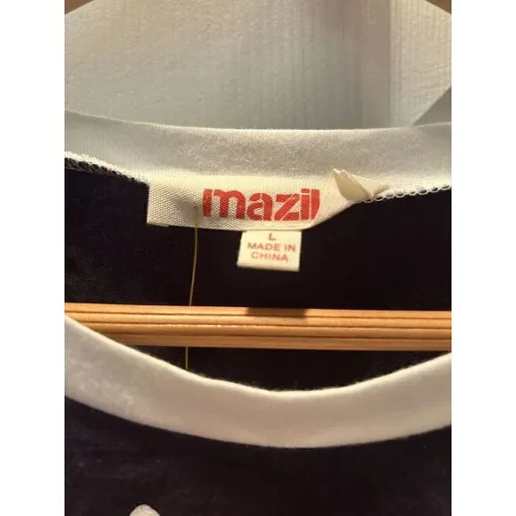 Mazik Women’s Blue and White Star Short Sleeve T-Shirt Shirt Size Large - Picture 3 of 5